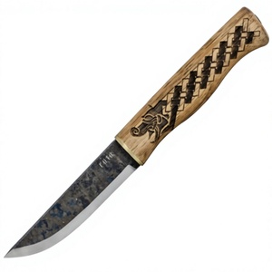 Cuchillo Vikingo Seax de Acero con Alto Contenido de Carbono, Grabado a Mano, con Mango de Cuero, de Grado Industrial, para Campismo, Caza y Actividades al Aire Libre, OEM - Product Image 1