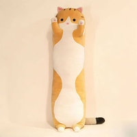 Oreiller long en peluche personnalisé OEM en forme de chat, jouet en peluche doux, coussin de sommeil à câliner, cadeau d'anniversaire pour adultes et enfants