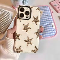 Mode léopard étoiles coque de téléphone pour Iphone 16 double couches antichoc coque de téléphone hybride poignée Anti chute coques de téléphone