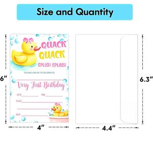 Duck Birthday <strong>Party</strong> Invites with Envelopes, First Birthday <strong>Invitations</strong> for <strong>Girls</strong> Children Lucky Duck Birthday <strong>Party</strong> Decorations - Product Image 2