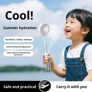 Ventilador portátil de mano con pulverizador de agua, recargable, funciona con batería, 1200 mAh, nuevo ventilador con clip y botella de spray. - Product Image 6