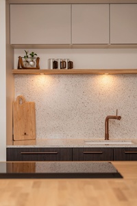 Meuble de bar de <span class=keywords><strong>cuisine</strong></span> moderne avec station à café intégrée, ensemble table et tabourets de bar en bois assortis - Product Image 5