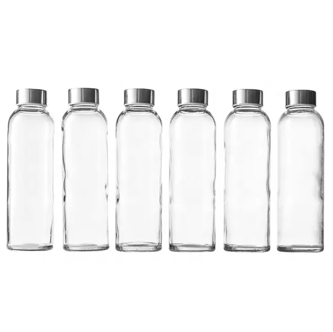 Cam şişeler geniş ağız saklama kapları meyve suyu için doğal BPA ücretsiz doldurulabilir su şişeleri