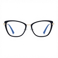 Montures de lunettes optiques œil de chat en gros pour femmes, en acétate et métal, monture complète surdimensionnée, lunettes de vue tendance avec pont doré