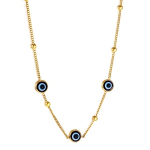 Collar de Ojo Azul Sublimado de Alta Calidad, Chapado en Oro de 18k, Collar de Acero Inoxidable para Hombre y Mujer, Estilo Hip Hop para Fiesta - Product Image 1