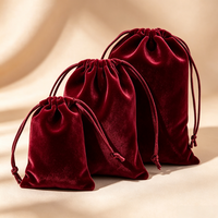 Sac à cordon en velours floqué écologique, tissu doux pour bijoux, maquillage, emballage de cadeaux de mariage