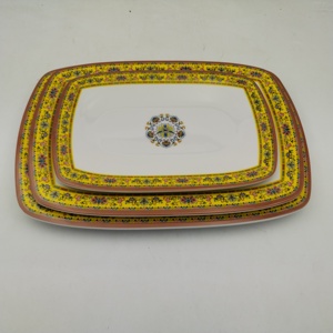 Tùy chỉnh cổ điển thân thiện với môi nhựa Platter khay hình chữ nhật <span class=keywords><strong>melamine</strong></span> thực phẩm phục vụ tấm cho khách sạn bên - Product Image 4