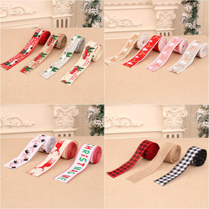 New cross-border linen Christmas printed <b>ribbon</b>, brocade <b>ribbon</b>, Christmas tree decorations, Christmas ornaments, and - Product Image 5