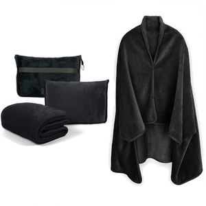 Wholesale 2-in-1 Foldable Multifunctional <b>Cushion</b> <b>Storage</b> Blanket Office Shawl Flannel Cape Blanket - Product Image 4
