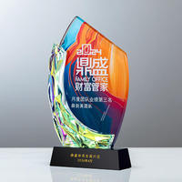 Nouvelle plaque de récompense en verre cristal arc-en-ciel au design personnalisé