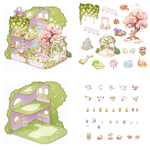 UNIK 3D-Szene dekorative Aufkleber Wald Baumhaus Vögel Tiere Cartoon Miniatur stereo skopische Landschaft Quiet Cutting Aufkleber - Product Image 5