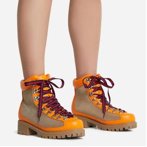 Stivaletti da <span class=keywords><strong>Donna</strong></span> con Lacci e Suola Chunky in Ecopelle, Stile Biker, <span class=keywords><strong>Sneakers</strong></span> Femminili - Product Image 5