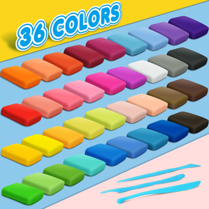 Jouets DIY personnalisés, cadeaux, argile à séchage à l'<span class=keywords><strong>air</strong></span> ultra légère et douce, 36 couleurs, argile à modeler pour enfants avec outils pour la source de printemps - Product Image 3