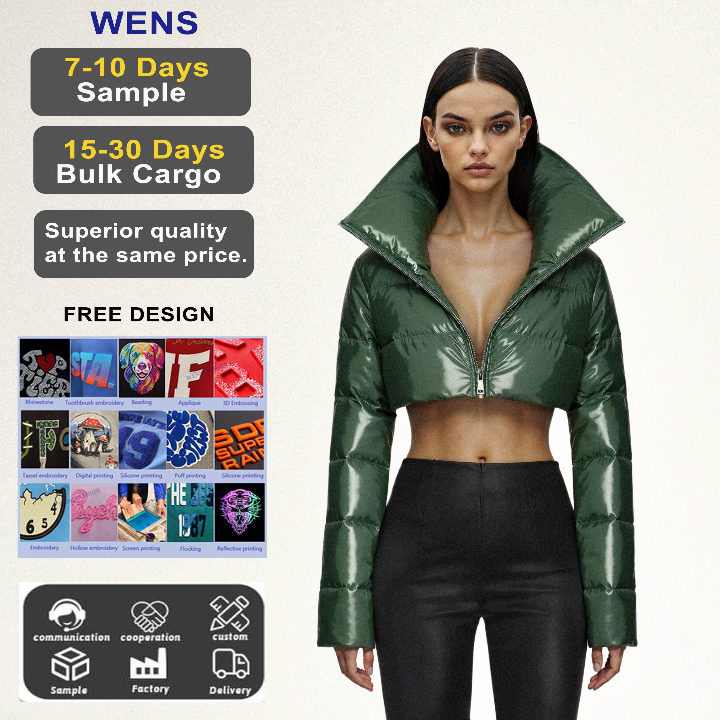 Puffer Shiny Down Jacket for Women High Quality Customizable