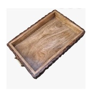 Plateau en bois artisanal haut de gamme, décoratif, pour service et présentation, idéal pour la maison, la table à manger, le comptoir à café, l'entrée et la collection.