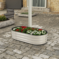 Kit de Lit de Jardin Surélevé Modulaire en Métal de 17 Pouces, Design Moderne, Grands Pots de Fleurs 9 en 1, Planteurs à Usage Domestique Extérieur