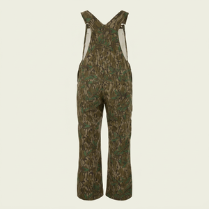 Men Outdoor Green Leaf Bark Camouflage Hunting Field Bib Overalls Back View High Upper Back Panel V-Back Shoulder <b>Suspenders</b> Wat - Product Image 1