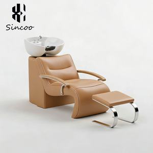 High-<b>end</b> Customization Barbershop Shampoo Chair with Basin Water Parts Hair Salon Shampoo <b>Bed</b> with Foot Pedal - Product Image 1