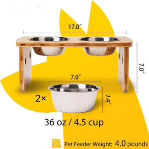 Mangkuk anjing yang ditinggikan dengan 2 baja tahan karat otomatis untuk hewan peliharaan ukuran kecil Medium - Product Image 2