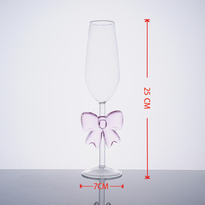 Taza de bebida de borosilicato alto, tazas de helado de jugo de whisky de vidrio transparente, tazas de vidrio de café frío únicas con lazo <span class=keywords><strong>rosa</strong></span> - Product Image 6