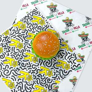 ZJPACK Custom Sandwich Hamburger Burger <b>Wrapping</b> <b>Paper</b> Greaseproof Fast Food Wrap Coated for Pizza Sugar Cake Wholesale - Product Image 3