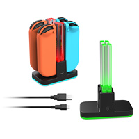 Station de charge 4-en-1 Joy-Con avec éclairage ambiant RGB et chargeur de manette filaire pour Nintendo Switch / Switch OLED