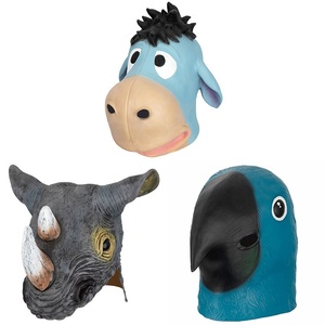 Máscara de Halloween de Látex, Disfraz de Gato, Tiburón, Mapache, Burro, Loro, Murciélago, <span class=keywords><strong>Rinoceronte</strong></span>, para Navidad, Pascua y Fiestas de Baile - Product Image 2
