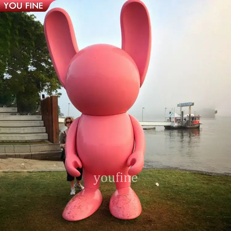 Grande al aire libre de fibra de vidrio de Animal de conejo de dibujos animados escultura estatua de resina