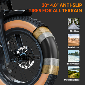 Vélo électrique 5TH WHEEL Knight pour adultes, moteur 1500W, vitesse 28MPH, autonomie 55 miles, pneus larges 20 pouces, suspension intégrale, moteur à moyeu avant - Product Image 3