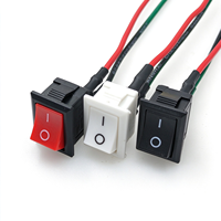 Sakelar Rocker Persegi KCD1 dengan Kabel 20CM, Tombol Daya, 2/3/4 Pin, dengan Lampu, 6A 250V 10A 125V