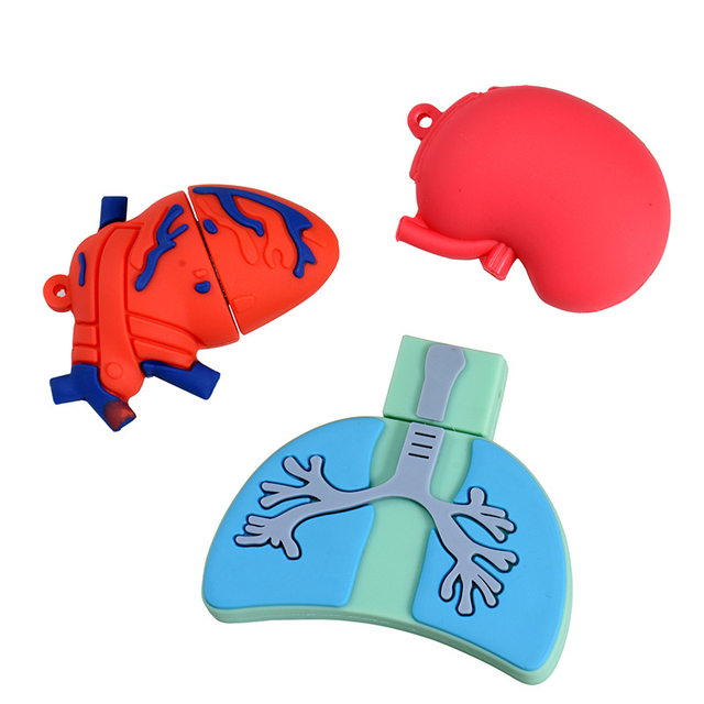 Cartoon Silicone Organ Model Shape LOGO Print Medical Promotional High Speed Memory 2.0 Disk Storage Flash Drive