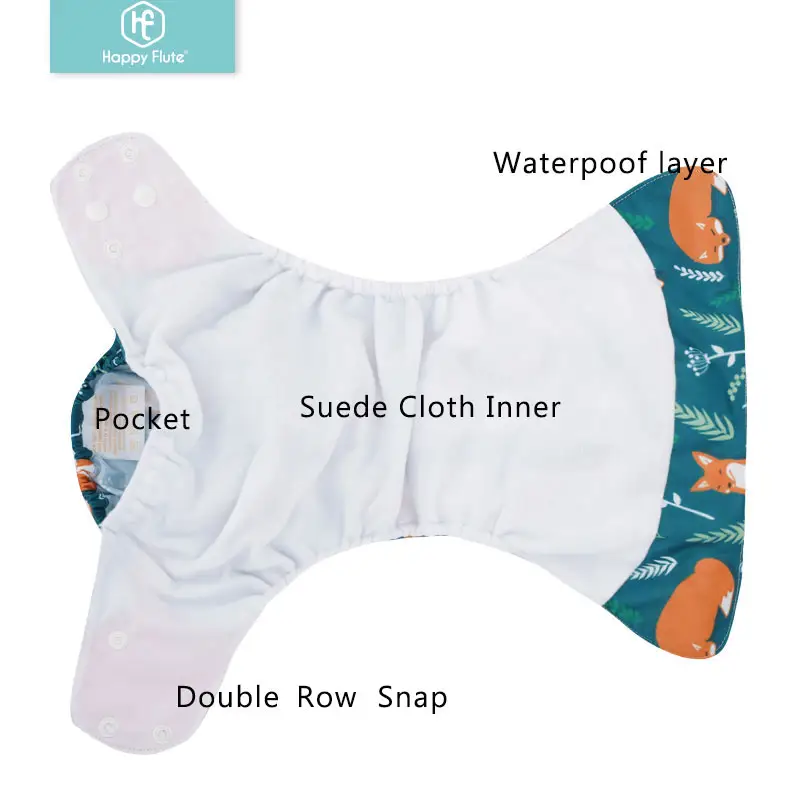Happyflute नई डिजाइन कॉफी जाल बच्चे कपड़ा डायपर पुन: प्रयोज्य समायोज्य मीठा बेबी पैंट डायपर