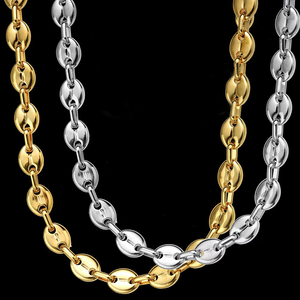 Vente en gros <span class=keywords><strong>de</strong></span> haute qualité 18k plaqué or <span class=keywords><strong>grain</strong></span> <span class=keywords><strong>de</strong></span> <span class=keywords><strong>café</strong></span> chaîne bracelet collier ensemble <span class=keywords><strong>de</strong></span> bijoux pour hommes et femmes - Product Image 1