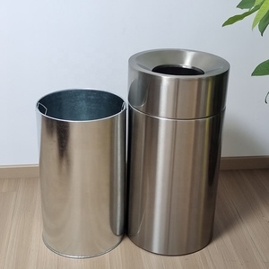 Bidone della spazzatura in metallo aperto superiore a imbuto in acciaio inossidabile per uso interno ed esterno secchio di stoccaggio - Product Image 4