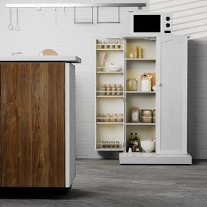 Alacena de Cocina LED de 50", Gabinete de Almacenamiento para <span class=keywords><strong>Despensa</strong></span> con Puertas, Estantes Ajustables, Aparador Buffet Independiente - Product Image 2