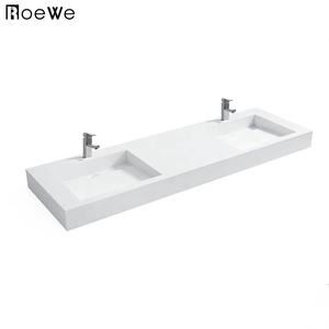 Lavabo mural en pierre composite noire, lavabo en pierre moulée pour salle de bain, plan de travail en surface solide pour lavabo à <span class=keywords><strong>main</strong></span> - Product Image 4