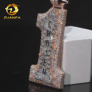 Pingentes Número Chosen One VVS <span class=keywords><strong>Moissanite</strong></span> com Diamantes Completos, Joia de Colar com Inicial do Nome - Product Image 5