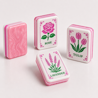 Table de Mahjong Américaine de Luxe Moderne avec Tapis Assorti Motif Floral Rose Tulipe Lavande en Acrylique pour 4 Joueurs Club Social OEM/ODM