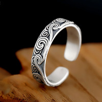 Chinois Ethnique Rétro De Bon Augure Anneaux De Mode Simple Personnalisé Fait Bijoux Vieille Vague Nuage Anneau Ouvert pour Hommes Femmes