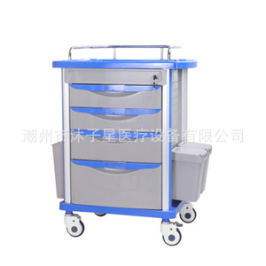 รถเข็นฉุกเฉิน ABS ขนาด 750x475x930 มม. 5 ลิ้นชัก พลาสติกอเนกประสงค์ สำหรับโรงพยาบาล - Product Image 4