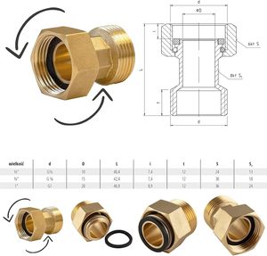 Her iki taraftan da pirinçten yapılmış bağlantı 1x1 inç erkek dişli/dişi dişli pirinç conta ile bağlantı - Product Image 3