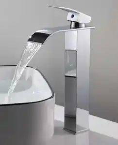 Moderno escovado cromado alta qualidade baixo preço bacia de água fria quente torneira plana Mixer nível único bacia alta torneira
