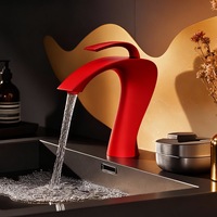 Robinet de lavabo moderne minimaliste en laiton à poser sur le comptoir, avec cartouche céramique, pour eau chaude et froide