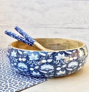 Tazón de madera esmaltado con diseño impreso, juego de tenedor y cuchara - Product Image 2