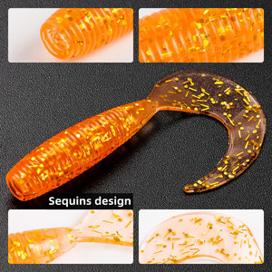 Usine de Weihai, leurres de pêche personnalisables, gros leurres à queue enroulée, vers, 5 cm, 6 cm, 7 cm, leurres de pêche en caoutchouc souple, leurres pour la pêche au bar - Product Image 4