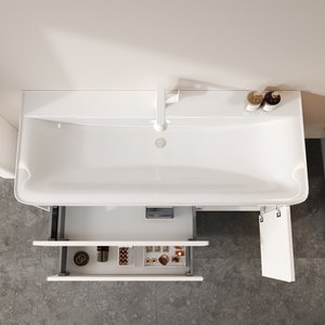 Lavabo Integrado de Cerámica y Aluminio, Montado en la Pared, Impermeable <span class=keywords><strong>IPX4</strong></span>, Espejo LED con Certificación ENF, Garantía de 5 Años, Estilo Moderno y Sencillo para Baño - Product Image 2
