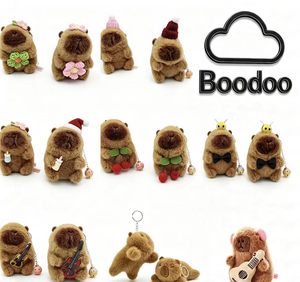 Porte-clés en peluche Capybara Boodoo personnalisé en usine, design guitare, 4 pouces, rembourrage en coton PP, jouet en peluche unisexe pour enfants - Product Image 2