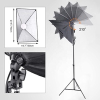 Lampe LED 150W, boîte à lumière rectangulaire 50*70 cm, ampoule LED 3200-5600K, boîte à lumière avec télécommande, trépied, sac de transport
