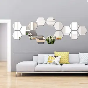 Specchio acrilico a forma esagonale decorativo per la casa specchio da parete in Lucite decorazione esagonale specchio acrilico adesivo da parete