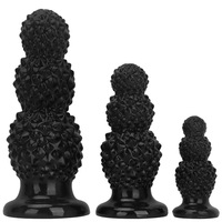 Ventouse à grande puissance avec inserts perlés, Plug anal extra-large fileté, Dilatateur anal en forme de pieuvre, Grand godemiché HMPVC392